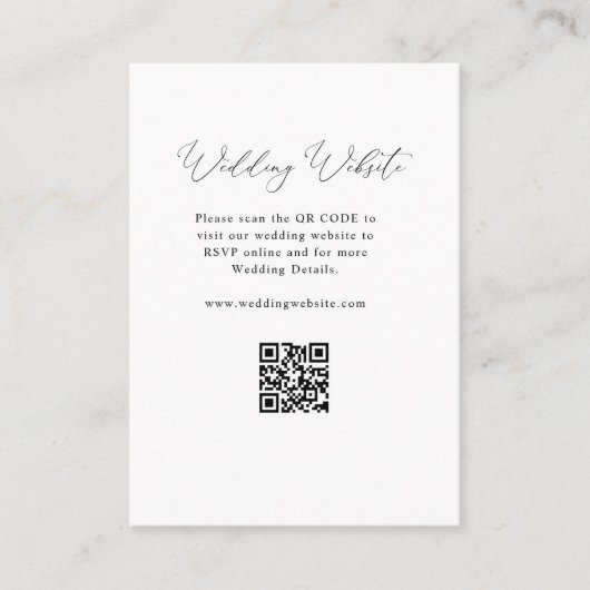 Carte D'accompagnement élégant script noir et blanc mariage site (Devant)