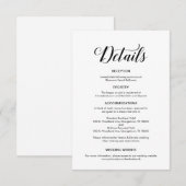 Carte D'accompagnement Élégant script noir, informations sur le Mariage (Devant / Derrière)