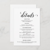 Carte D'accompagnement Élégant script noir, informations sur le Mariage (Devant / Derrière)