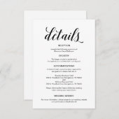 Carte D'accompagnement Élégant script noir, informations sur le Mariage (Devant / Derrière)