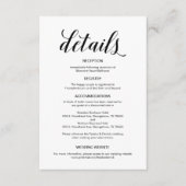 Carte D'accompagnement Élégant script noir, informations sur le Mariage (Devant)