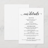 Carte D'accompagnement Élégant script noir, informations sur le Mariage (Devant / Derrière)