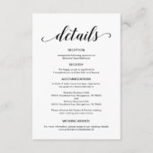 Carte D'accompagnement Élégant script noir, informations sur le Mariage (Devant)