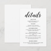 Carte D'accompagnement Élégant script noir, informations sur le Mariage (Devant / Derrière)