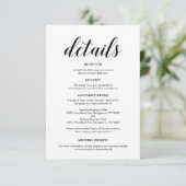 Carte D'accompagnement Élégant script noir, informations sur le Mariage (Debout devant)
