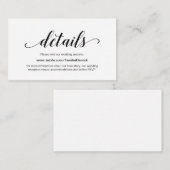 Carte D'accompagnement Élégant script noir, Mariage Détails du site web (Devant / Derrière)