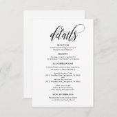 Carte D'accompagnement Élégant, Script Noir, Nos Détails Mariages (Devant / Derrière)