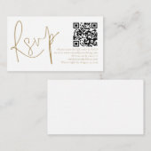 Carte D'accompagnement Élégant script or QR Code Mariage RSVP (Devant / Derrière)
