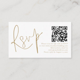 Carte D'accompagnement Élégant script or QR Code Mariage RSVP