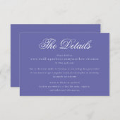 Carte D'accompagnement Élégant Script Periwinkle Blue Détails du Mariage (Devant / Derrière)