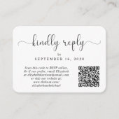 Carte D'accompagnement Élégant script photo QR Code Mariage RSVP (Devant)