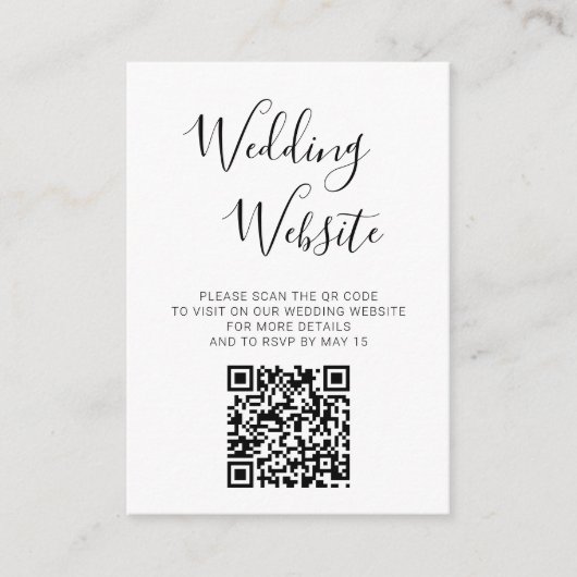 Carte D'accompagnement Elegant Script Photo QR Code Site Mariage RSVP (Devant)