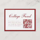 Carte D'accompagnement Elegant Script Red College Fund QR Code Graduation (Devant)