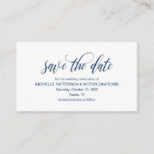 Carte D'accompagnement Élégant script romantique, Bleu de marine, Enregis (Devant)