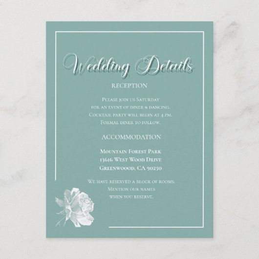 Carte D'accompagnement Elegant Script Sage Green Floral Wedding  (Devant)