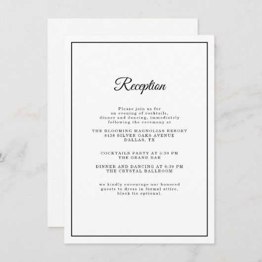Carte D'accompagnement Élégant script simple Accueil Mariage classique (Devant / Derrière)