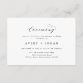 Carte D'accompagnement Élégant Script Simple Cérémonie de Mariage privé (Devant)
