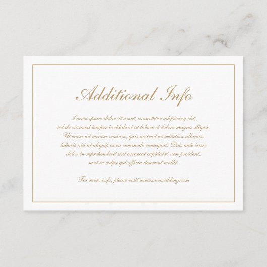 Carte D'accompagnement Élégant Script Simple Formal Mariage or (Devant)