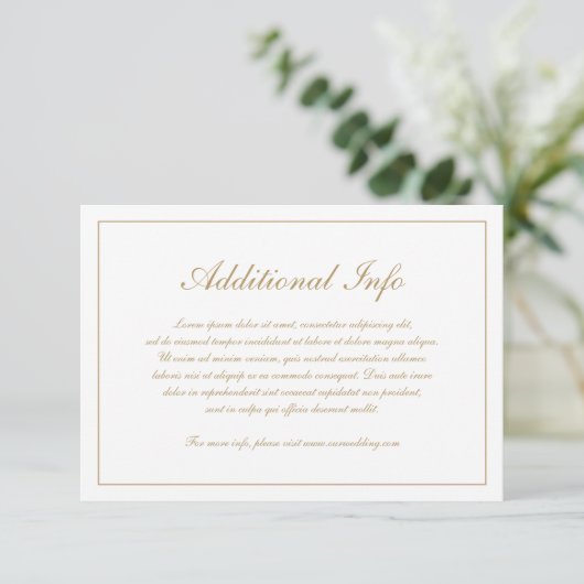 Carte D'accompagnement Élégant Script Simple Formal Mariage or (Debout devant)