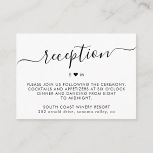 Carte D'accompagnement Élégant Script Simple Monogramme Mariage Réception