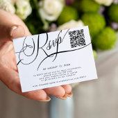 Carte D'accompagnement Elegant script site Web QR code mariage RSVP