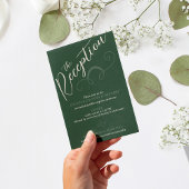 Carte D'accompagnement Élégant Script Slant foncé Green Mariage Réception