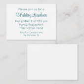 Carte D'accompagnement Élégant Script Turquoise Extra Mariage Événement I (Devant / Derrière)