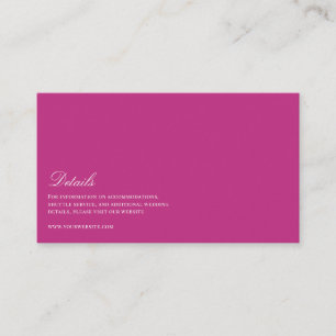 Carte D'accompagnement Élégant Script White & Magenta Détails du Mariage