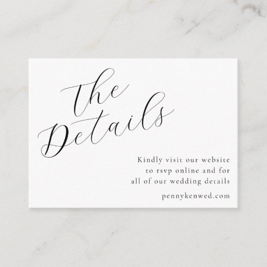 Carte D'accompagnement Élégant Script White Mariage Website QR Code (Devant)