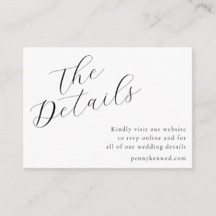 Carte D'accompagnement Élégant Script White Mariage Website QR Code