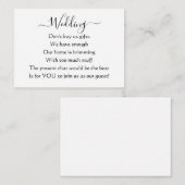 Carte D'accompagnement Élégant Simple Mariage No Cadeaux Poème (Devant / Derrière)