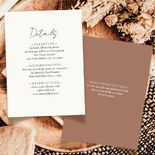 Carte D'accompagnement Elégant simple Neutral Mocha Mousse Mariage Détail