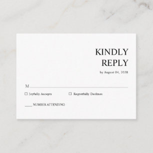 Carte D'accompagnement Elégant simple typographie Mariage RSVP