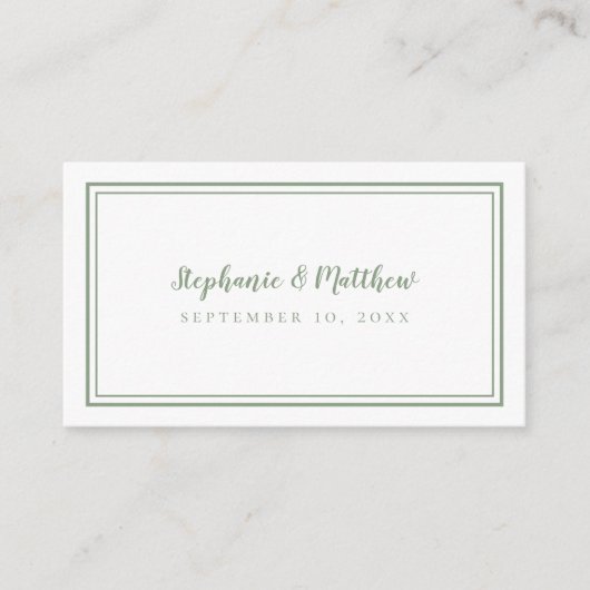 Carte D'accompagnement Elégant site de mariage moderne QR Code Sage Green (Devant)
