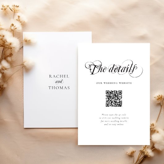 Carte D'accompagnement Élégant site de mariage QR Code Détails