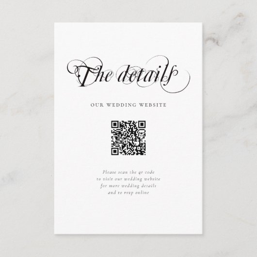 Carte D'accompagnement Élégant site de mariage QR Code Détails (Devant)