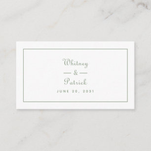Carte D'accompagnement Élégant site de mariage QR Code Sage Green Script