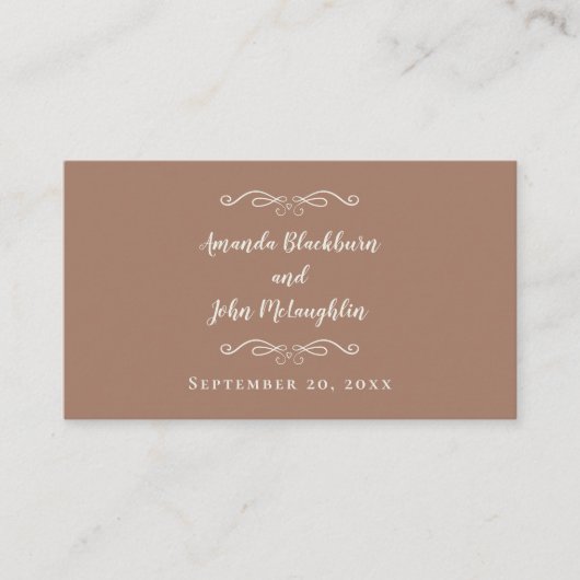 Carte D'accompagnement Elégant site de mariage RSVP QR Code Mocha Brown (Devant)