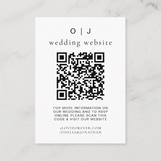 Carte D'accompagnement Élégant site de mariage | RSVP QR Code photo (Dos)