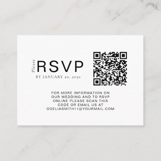 Carte D'accompagnement Élégant site de mariage | RSVP QR Code photo (Dos)