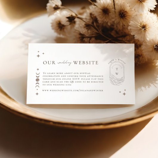 Carte D'accompagnement Élégant site Mariage céleste RSVP QR Code