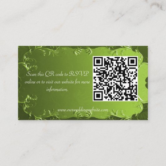 Carte D'accompagnement Élégant site Mariage Chartreuse Vert (Dos)