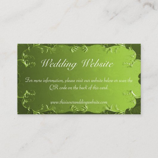 Carte D'accompagnement Élégant site Mariage Chartreuse Vert (Devant)