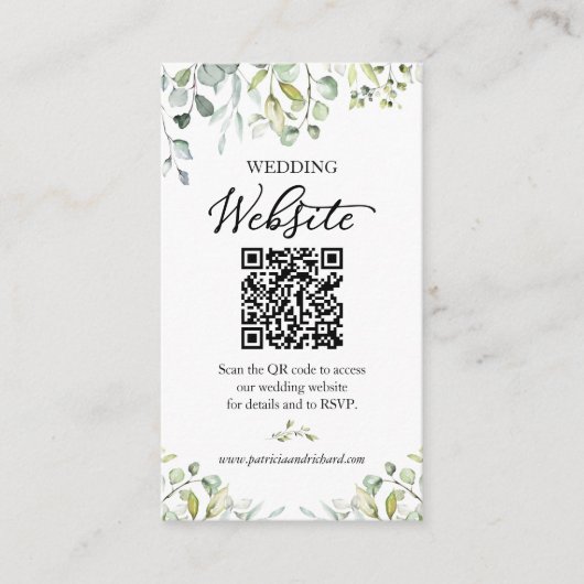 Carte D'accompagnement Élégant site Mariage de verdure QR Code (Devant)
