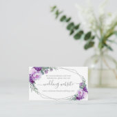 Carte D'accompagnement Élégant site Mariage floral argent et violet (Debout devant)