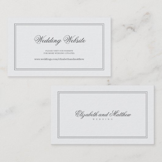 Carte D'accompagnement Élégant site simple classique Mariage blanc (Devant / Derrière)