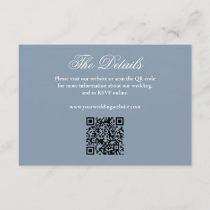 Carte D'accompagnement Élégant Site Web de Mariage Minimaliste QR Bleu Po