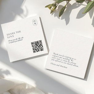Carte D'accompagnement Élégant site Web de mariage QR Monogramme Chic