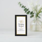 Carte D'accompagnement Élégant site Web Mariage Black White Gold Palm Tre (Debout devant)