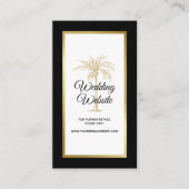 Carte D'accompagnement Élégant site Web Mariage Black White Gold Palm Tre (Devant)